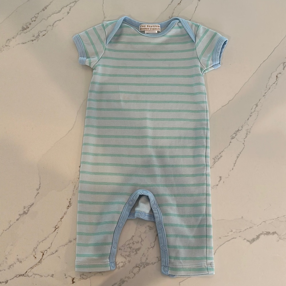 The Beaufort Bonnet Company TBBC Striped Romper (3-6 months)